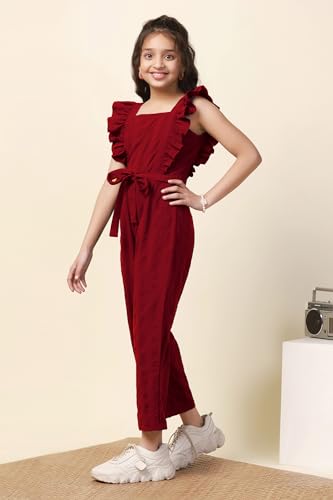 Image of Fashion Dream Girl's Cotton Blend Ankle Length|Jump Suit Set for Girls