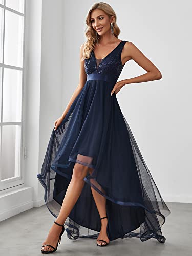 Ever-Pretty Women's V Neck Pleated Waist Short Sleeve Wedding Guest Dress Chiffon Bridesmaid Dresses 007934