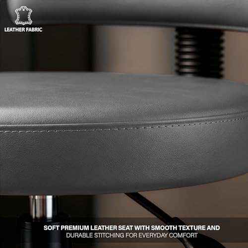 Image of DIYA Seating Chrome Rolling Study Flex Stool (1 Year Warranty) - Grey | Lift & Swivel Adjustable Height Salon Flex Stool w / Foot Rest, Compact Seating for Home Office Shop Study Use -(44 inchx47 inchx83 inch)