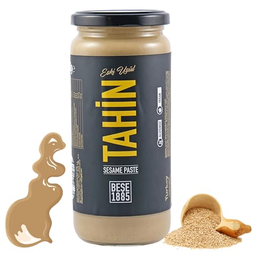 Tahini Turco Tradicional desde 1885 – Pasta de Sésamo, Natural – Tostado Simple o Doble – Sin Gluten, Vegano y Sin Aditivos – [Tamaño: 230g / 500g] (230g, Tostado Simple)