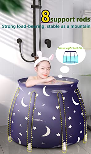 Portable Bathtub Thickened Insulation, Double Drainage, Folding Portable, Suitable For Small Spaces (Bathroom, Outdoor, Rv) Soaking, Spa(Blue Antlers) #TOP4