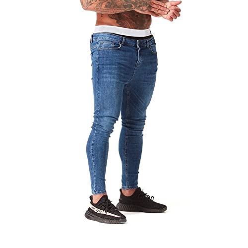 Jeans for Men - Skinny Jeans Stretch Black Ripped Pants Denim - Pantalones De Hombre (30 Blue)2