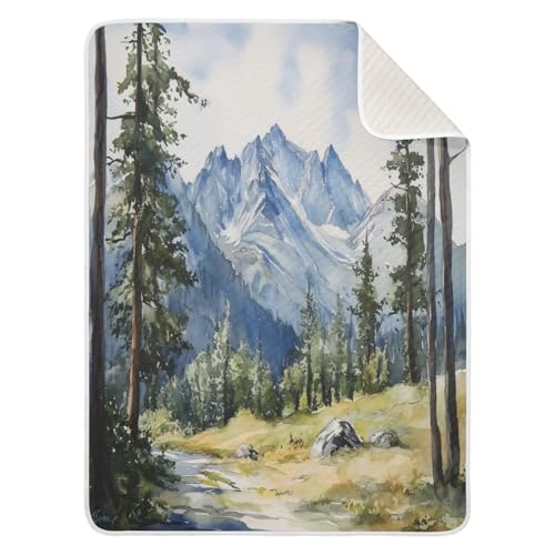 Burbuja Lane in Mountain Baby Blanket for Boys Girls, Nursery Soft Warm Swaddling Receiving Baby Blankets, 30x40 in Toddler Blanket
