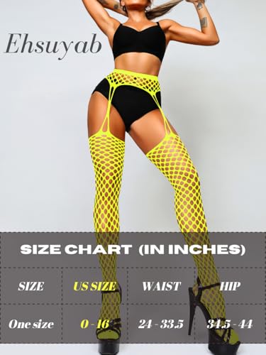 Image of EHSUYAB Women Sexy Fishnet Tights, Cutout Suspender Pantyhose Stockings Lingerie, Music Festival Rock Rave Outfits Party Club