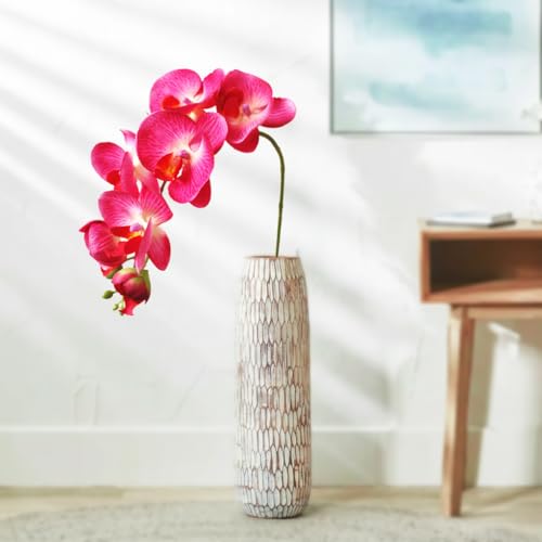 Image of CraftVatika Artificial Faux Pink Orchid Flower Single Stem with 10 Flower Heads | Phalaenopsis-Style Butterfly Orchid Look | Decorative Flower for Vase Decoration, Home, Office, Wedding Event Decor