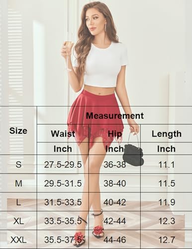 Mini jupe Y2k pour femme taille haute asymétrique jupe plissée sexy rouge XX-Large Avidlove