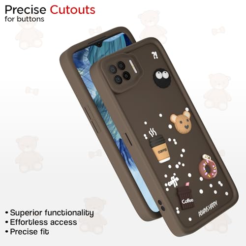 Image of Pikkme Back Cover for Oppo F17 | Cute Fun Cartoon 3D Bear Silicone Full Body Protection Bumper Case (Brown)