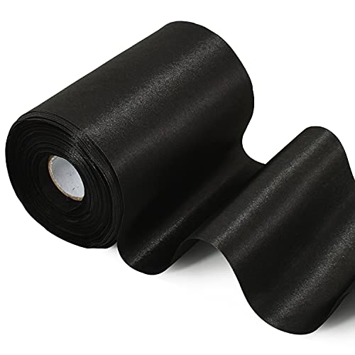 TONIFUL Wide satin ribbon-for Gift Wrapping Christmas Tree Halloween Thanksgiving Wedding Car Chair Pageant Sashes Grand Opening Festival Party Decor-Black Ribbon-4 Inch x 22 Yards