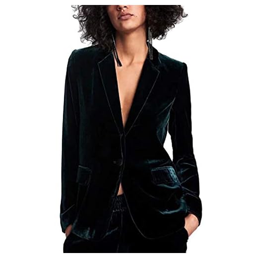 Chaqueta De Terciopelo Informal De Invierno De Manga Larga De Un Botón Grueso para Mujer Verde S