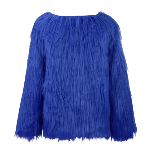 Girls Faux-Fur Jacket Fall Winter Warm Long Sleeve Thick Fuzzy Coat Trendy Cute Y2k Plain Puffer Shaggy Outwear Comfy Tops4
