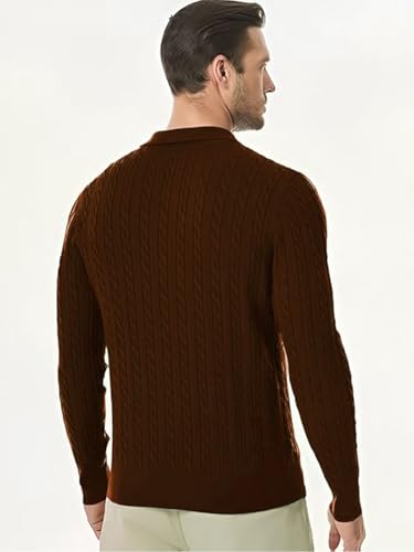 Image of TYSORT Men's Cotton Full Sleeve Collar Polo Sweater for Men, Cable Knitted Sweaters for Men