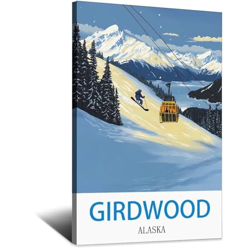 Affiche de voyage vintage Alaska pour habiller un mur vide deco retro Girdwood