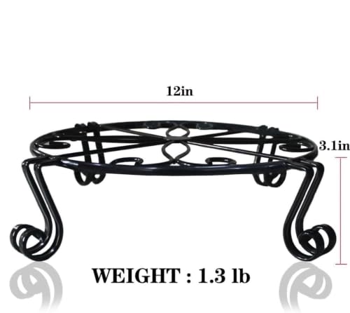 Image of Kundi Iron Plant Stand | Rust-Proof Flower Pot Holder for Indoor & Outdoor Use | Strong Metal Gamla Stand (Set of 6 Black)