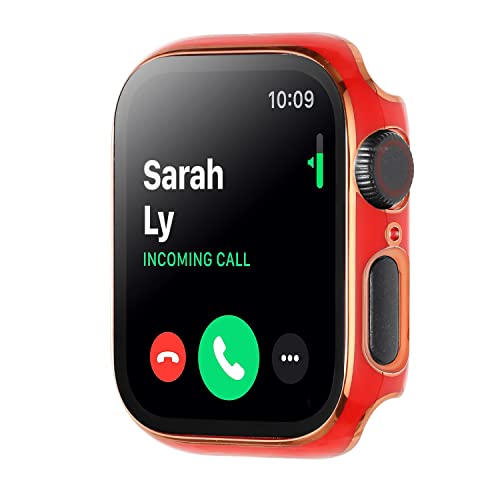 41mm Full Coverage Rosegold With Tempered Glass Iwatch Screen Frame - Chromed Rose Goldred