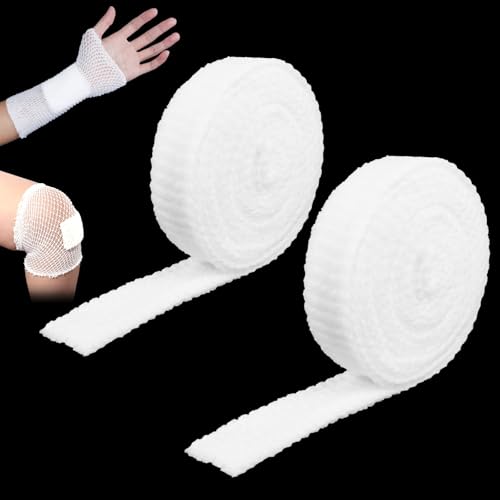 2 rolls tubular bandage 1 inch elastic net bandages wound dressing elastic mesh net tubular gauze for arm wounds without the use of adhesive tape