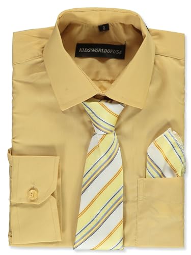 Kids World Boys' Dress Shirt & Tie (Patterns May Vary) - tan, 6