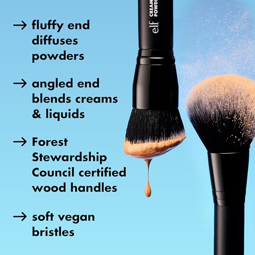e.l.f. Dual-Ended Cream + Powder Brush, Two-in-One Makeup Brush For Creating A Gorgeous, Airbrushed-looking Complexion, Vegan & Cruelty-free - Image 6
