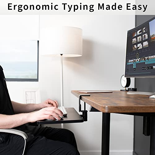 image for VIVO Clamp-on Rotating Computer Keyboard and Mouse Tray, Swiveling 25 