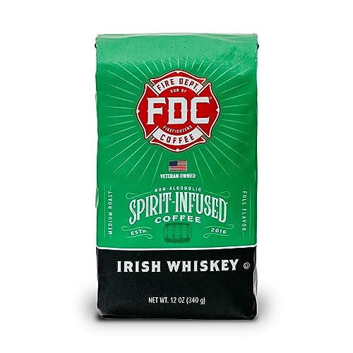 Fire Department Coffee - Veteran Owned - Irish Whiskey Infused Ground Coffee - Medium Roast - Non-Alcoholic - Roasted in the USA - Handcrafted with Premium Coffee Beans - 12 oz Fire Department Coffee - Veteran Owned - Irish Whiskey Infused Ground Coffee - Medium Roast - Non-Alcoholic - Roasted in the USA - Handcrafted with Premium Coffee Beans - 12 oz