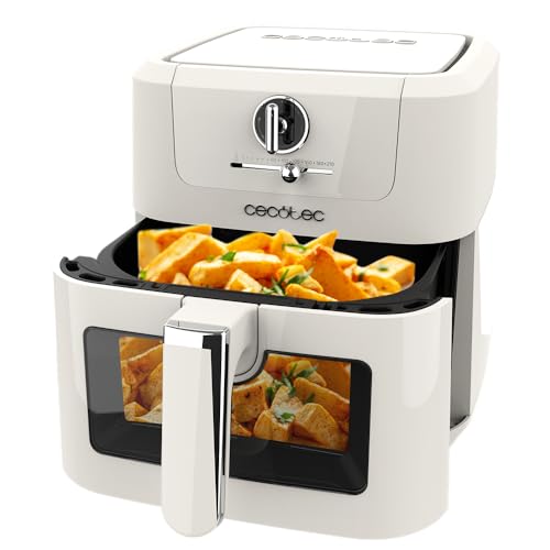 Cecotec Friggitrice ad Aria Cecofry Antique 5000 Window. Air Fryer 1500 W, Digitale, Capacità 5,5 L con Finestra, Tecnologia PerfectCook, Design Retrò, Termostato Regolabile Fino 60-200 ºc - immagine 3