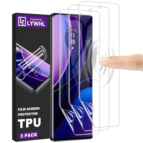LYWHL 3 Pack for Motorola Edge 2023 Screen Protector TPU [Not Glass] [Support Fingerprint Unlock] Bubble Free Touch Sensitive 3D Curved Max Coverage for Motorola Edge 2023