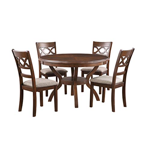 New Classic FURNITURE Cori 5-Piece Round Dining Table Set, Cherry New Classic FURNITURE Cori 5-Piece Round Dining Table Set, Cherry
