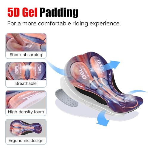 X-TIGER Radlerhose Herren 5D Gel Gepolstert Fahrradunterhose Fahrradhose Radhose Kurz Radunterhose Schnelltrockende Elastische Atmungsaktive