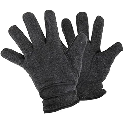 FLOSO® Damen Thermo Fleece-Handschuhe mit ein wärmedämmendes Vlies aus Kunstfaser ( Thinsulate 3M 40g) (Einheitsgöße) (Anthrazit) Cover