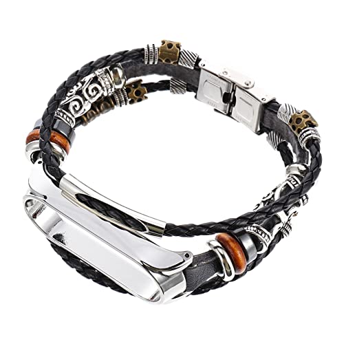 Didiseaon Pulsera de Repuesto Vintage DIY para Correa de Cuero Negro Diseño Elegante y Duradero Compatible con Relojes Inteligentes para
