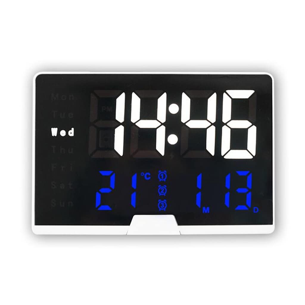 HRWLY Digital Alarm Clock Voice Control Temp Touch Snooze Alarms Electronic Table Night Mode LED Clocks(Argento)