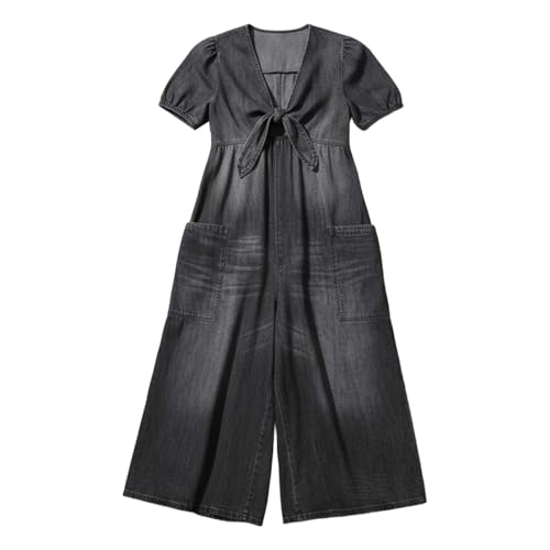 Peto vaquero holgado de una pieza que soluciona tu look cómodo de verano 5