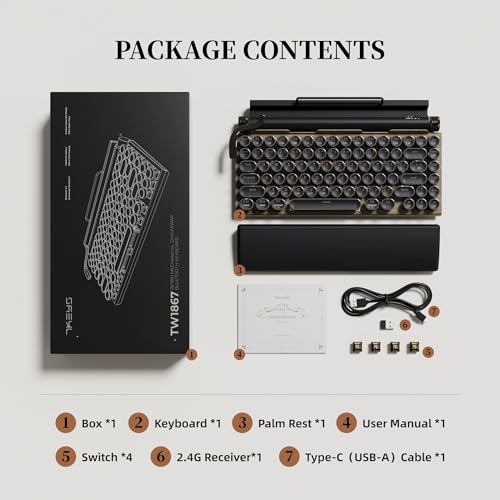 7KEYS Typewriter Keyboard Wireless Retro Style - Image 8