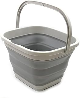 SAMMART 11L Collapsible Rectangular Handy Basket/Bucket (Grey)