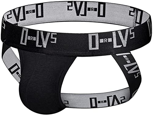 Faringoto Hombre Bragas Suspensorio Hombres Ropa Interior Gay Tanga Hombre Escritos Calzoncillos Slip, Negro, S Cover