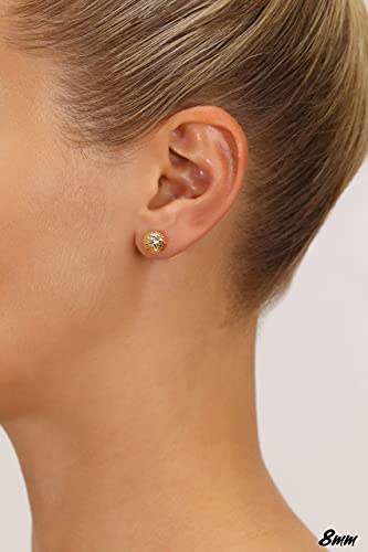 14k Yellow Gold Diamond-cut Ball Stud Earrings2