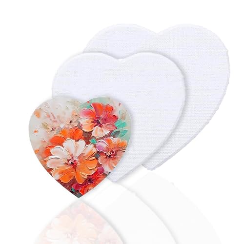 Juego de 3 Lienzo, Forma de Corazon Lienzos en Blanco de 3 Tamaños 10/15/20 cm, Lienzos Pintar de Algodón Blanco, Apto para Pintura al Aceite, Acrílica y Acuarela