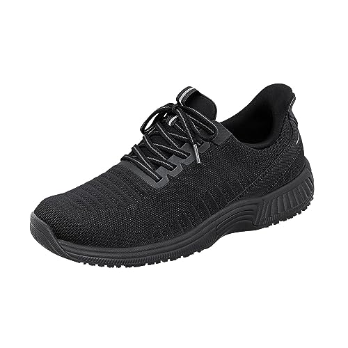 Orthofeet Women's Orthopedic Kita Hands-Free Water-Repellent Slip-On Sneaker, Black, Size 5 Wide