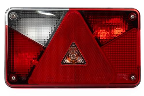 ASPÖCK Feu Arrière Gauche Multipoint V – 6 Fonctions – Connecteur 5 Broches Baïonnette – IP54 – Homologué E9 ADR Zone 2 – Éclairage Remorque 12/24 V