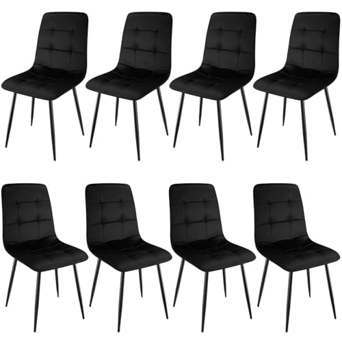 ANVOFONG Chaise de Salle à Manger Set of 8, Dutch Velvet Cushion Thickened Convient pour Salle à Manger, Cuisine, Noir.