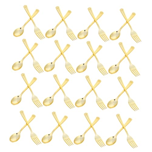 PRETYZOOM 120個入りゴールド使い捨てカトラリー フォーク スプーン ホットス
