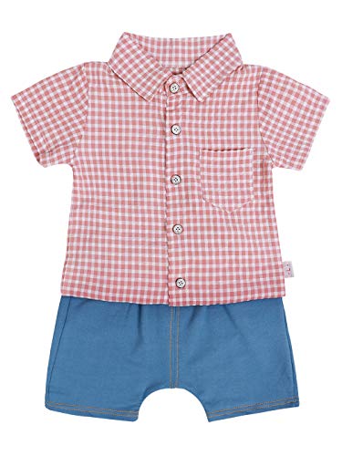 WonderBabe Toddler Infant Baby Boy Summer Clothes Sleeveless Cartoon T-Shirt Button Tops Print Shorts Set 2Pcs Outfit (A542, 2-3 Years)