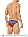 Arjen Kroos Men's Swim Briefs Sexy Low Rise Printed Bikini Adjustable Drawstring Swimwear