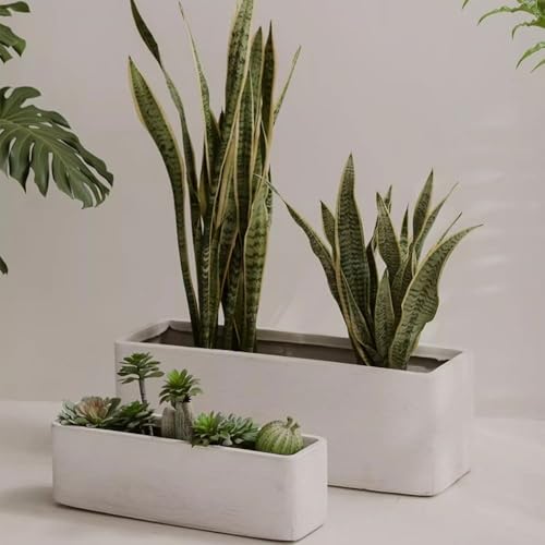 Jardinière rectangulaire longue grand pot de fleurs extérieur avec drainage - 4