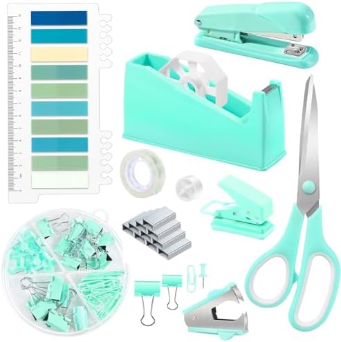 10 in 1 Green Office Supplies,Teal Desk Accessories Office Supplies Set ...