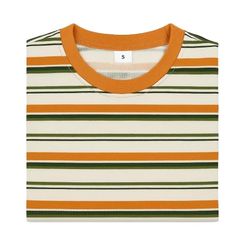 Image of Children's Striped Cotton T-Shirt, Classic Design, Multiple Colors, Age 1-7