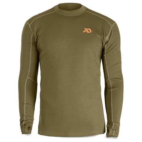 First Lite Men’s Kiln Long Sleeve Crew Shirt - Merino Wool Midweight Camo Hunting Base Layer, Wool Long Johns, Midweight, Conifer, Large Cover