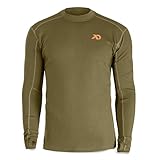 First Lite Men’s Kiln Long Sleeve Crew Shirt - Merino Wool Midweight Camo Hunting Base Layer, Wool Long Johns, Midweight, Conifer, Large