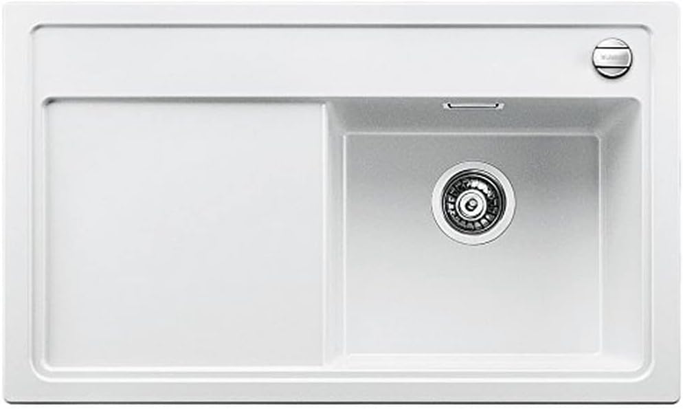 Blanco Zenar 45 S Silgranit Puradur with Inset Kitchen Sink & Glass Cutting Board, Basin Right, White, 519255