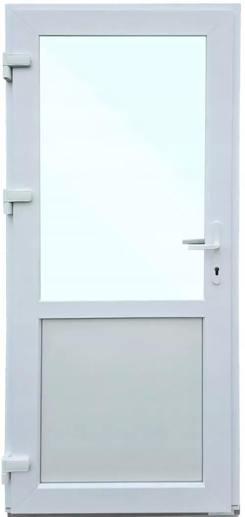 Porta di casa in plastica, 110 x 210 cm, DIN sinistra, porta d'ingresso secondaria con vetri di sicurezza, set completo per negozio, garage, casa, porta d'ingresso con serratura a 4 punti e accessori