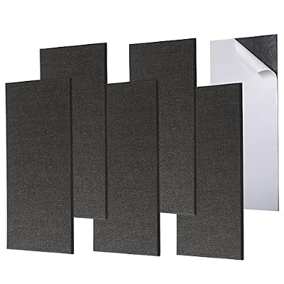6 Pack Self-adhesive Acoustic Panels,15.75" X 31.5" X 0.47" Soundproof Wall Panels, High Density Beveled Edge Sound Absorbing Panels, Acoustic Treatment for Studio Home and Office (Black)